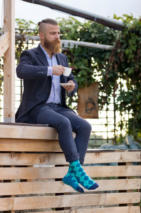 Sosete bambus COMFORT FEET Argyle Box 3buc. Petrol Blue Anthracite [3]
