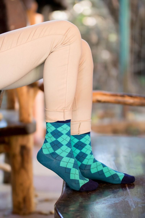 Sosete bambus COMFORT FEET Argyle Petrol Turquise [4]