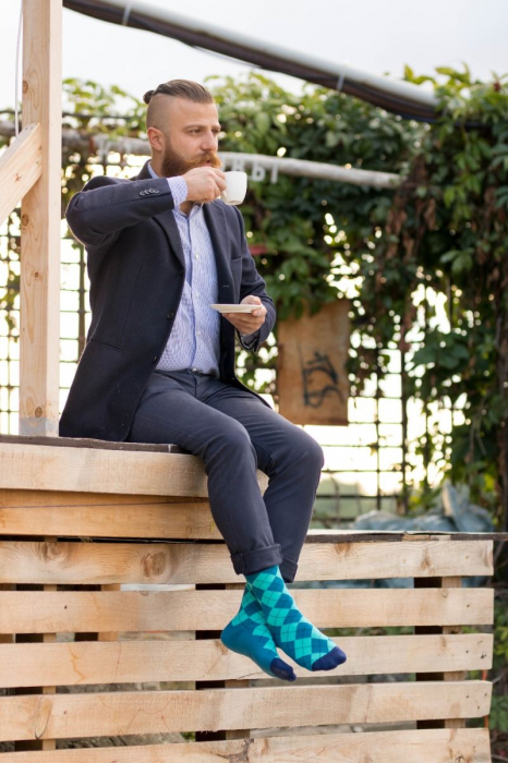 Sosete bambus COMFORT FEET Argyle Petrol Turquise [8]