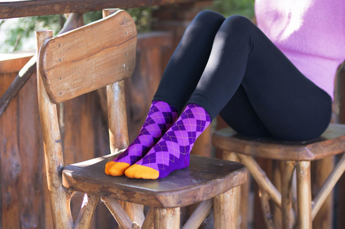 Sosete bambus COMFORT FEET Argyle Purple Light [8]