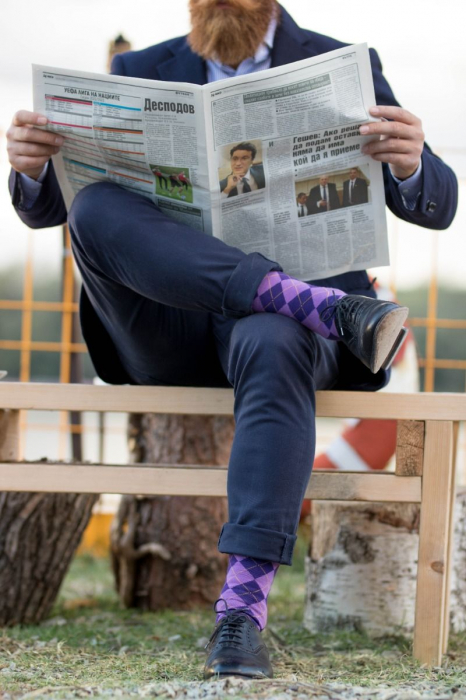 Sosete bambus COMFORT FEET Argyle Purple Light [9]