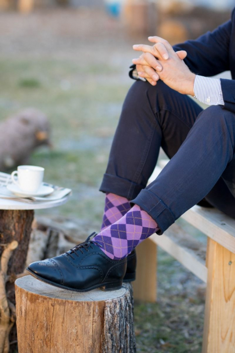 Sosete bambus COMFORT FEET Argyle Purple Light [6]