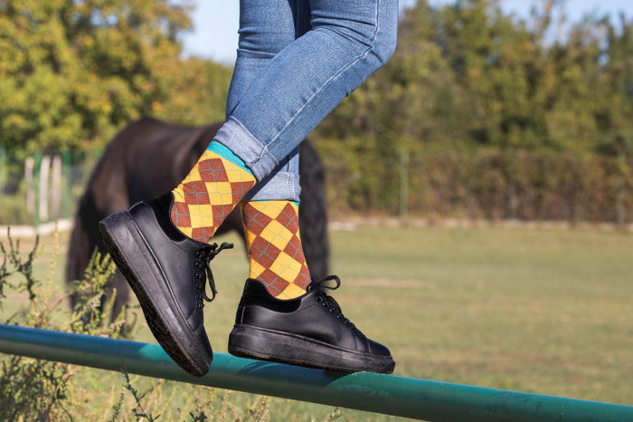 Sosete bambus COMFORT FEET Argyle Yellow Brown [6]