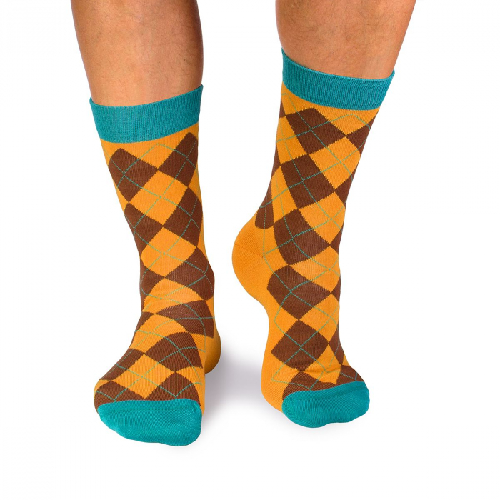 Sosete bambus COMFORT FEET Argyle Yellow Brown [2]