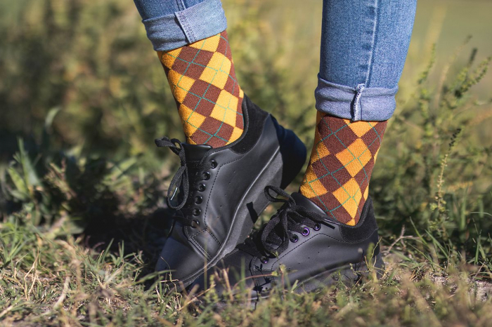 Sosete bambus COMFORT FEET Argyle Yellow Brown [5]