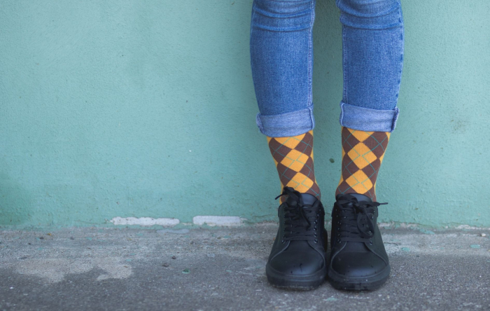 Sosete bambus COMFORT FEET Argyle Yellow Brown [4]
