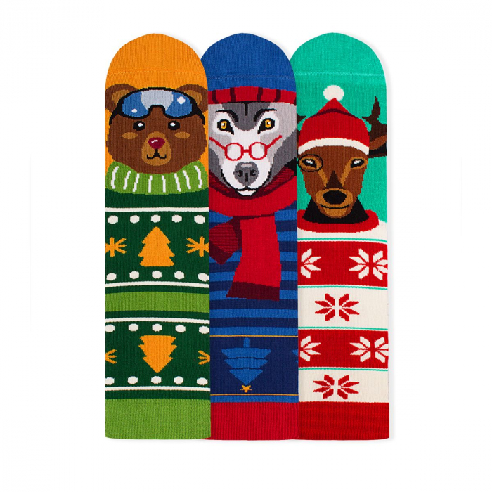 Sosete bambus de craciun BOX 3 Comfort Feet Socks Christmas Bear Deer Wolf [2]