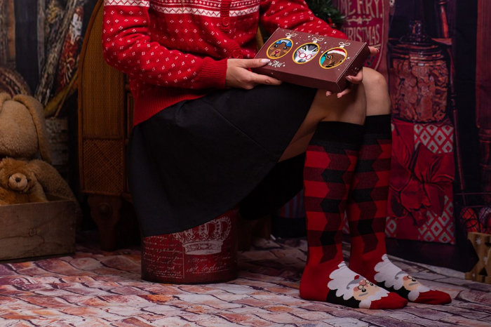 Sosete bambus de craciun BOX 3 Comfort Feet Socks Christmas Bear Deer Wolf [8]