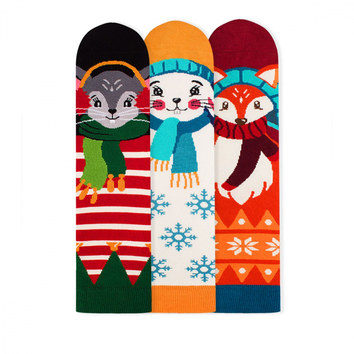 Sosete bambus de craciun BOX 3 Comfort Feet Socks CHRISTMAS Mouse Rabbit Fox [2]