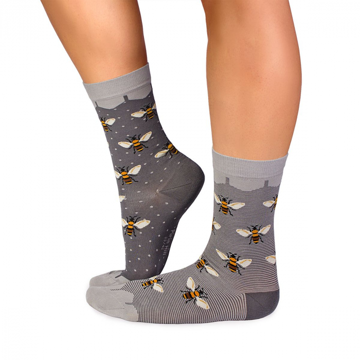 Sosete bambus FINE BAMBOO Bees - Grey [2]