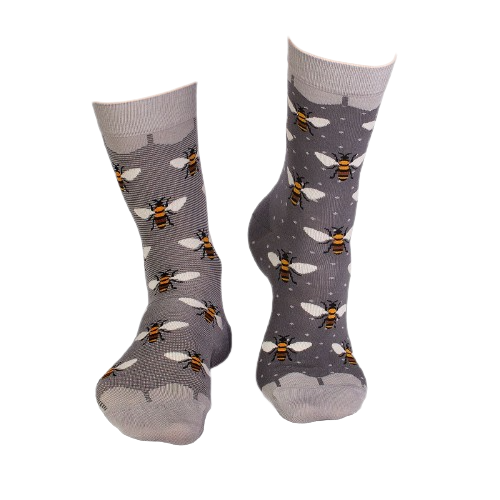 Sosete bambus FINE BAMBOO Bees - Grey [4]