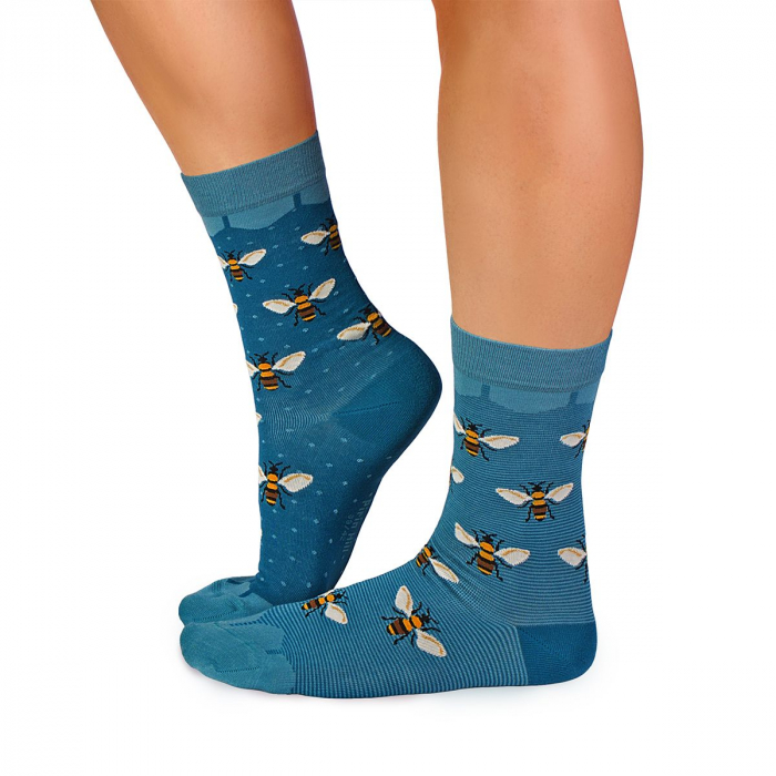 Sosete bambus FINE BAMBOO Bees - Turquoise [2]
