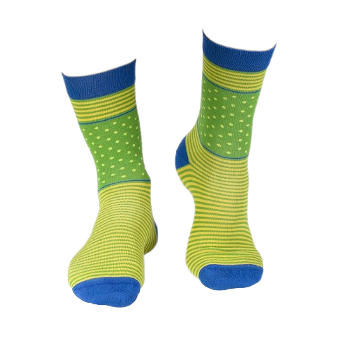 Sosete bambus FINE BAMBOO cu buline si dungi verde lime [4]