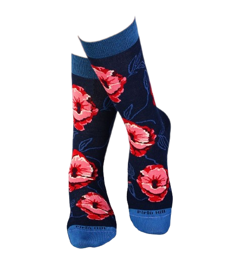 Sosete bambus FINE BAMBOO Flowers DARK BLUE [6]