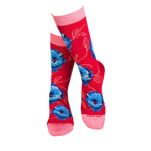Sosete bambus FINE BAMBOO Flowers RED [6]