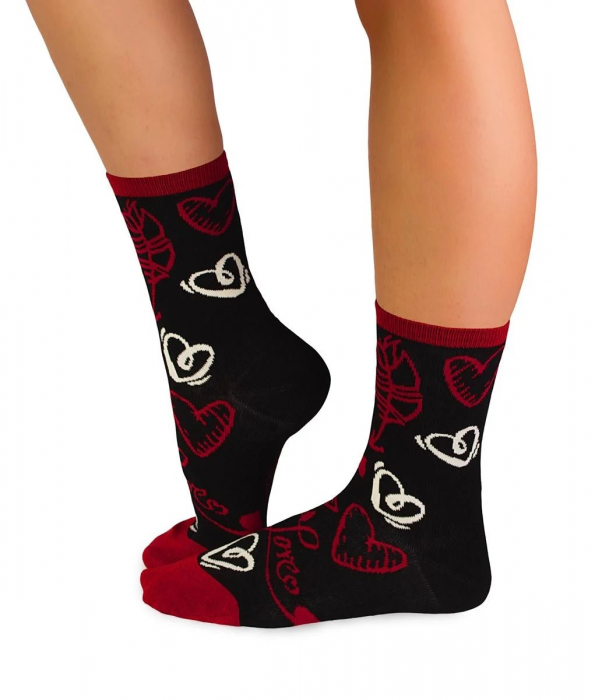 Sosete bambus Sf. Valentin Black&Red [2]
