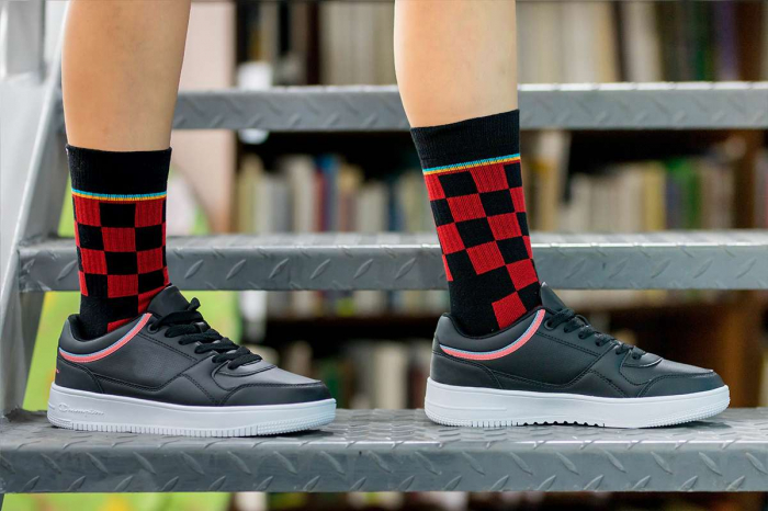 Sosete bumbac Active Lifestyle Socks Squares Rosu Negru [2]