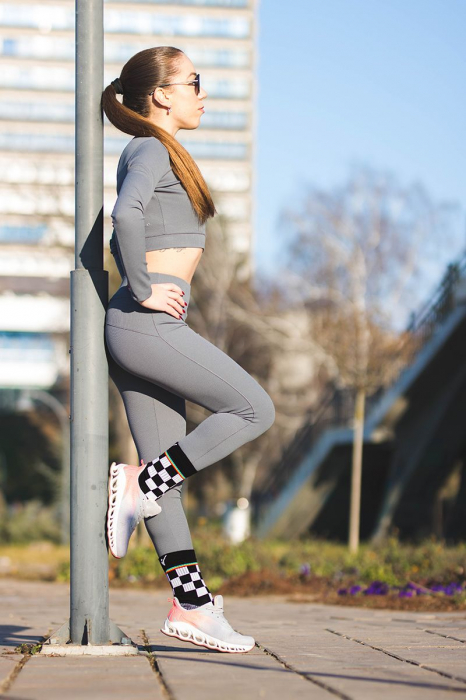 Sosete bumbac Active Lifestyle SQUARES White Black [2]