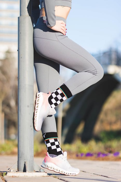 Sosete bumbac Active Lifestyle SQUARES White Black [4]