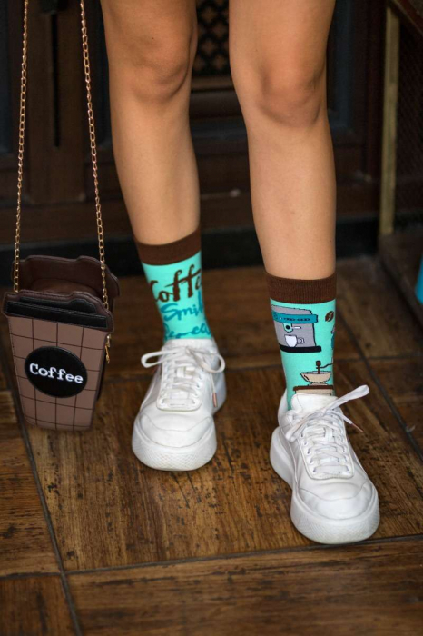 Sosete bumbac Arty Socks Coffee Maro Turcoaz [6]