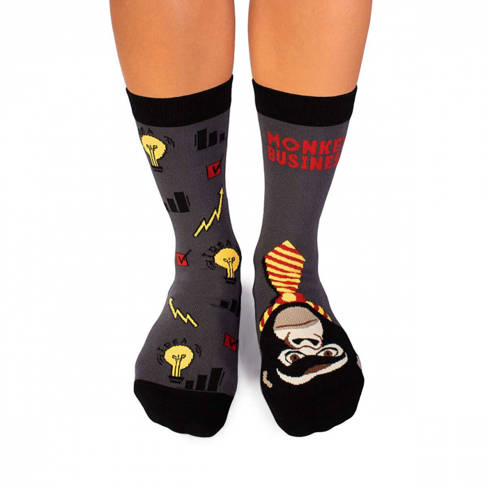 Sosete bumbac Arty Socks Maimuta Afacerista Antracit [2]