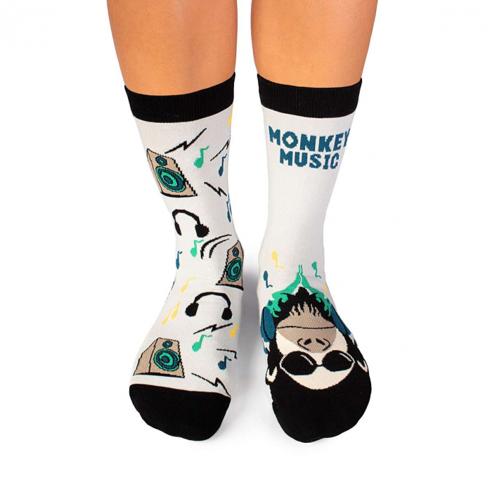 Sosete bumbac Arty Socks Maimuta DJ Albastru pal [2]