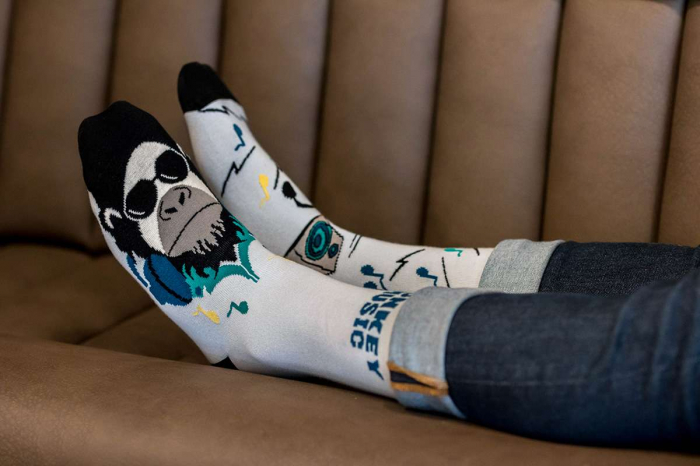 Sosete bumbac Arty Socks Maimuta DJ Albastru pal [5]