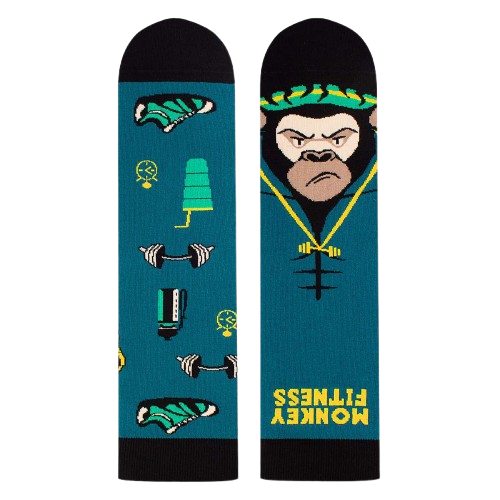 Sosete bumbac Arty Socks Maimuta Fitness Guru Turcoaz [3]
