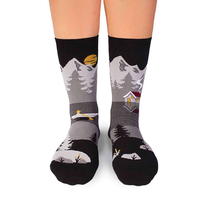 Sosete bumbac Arty Socks Peisaj Montan Gri [2]