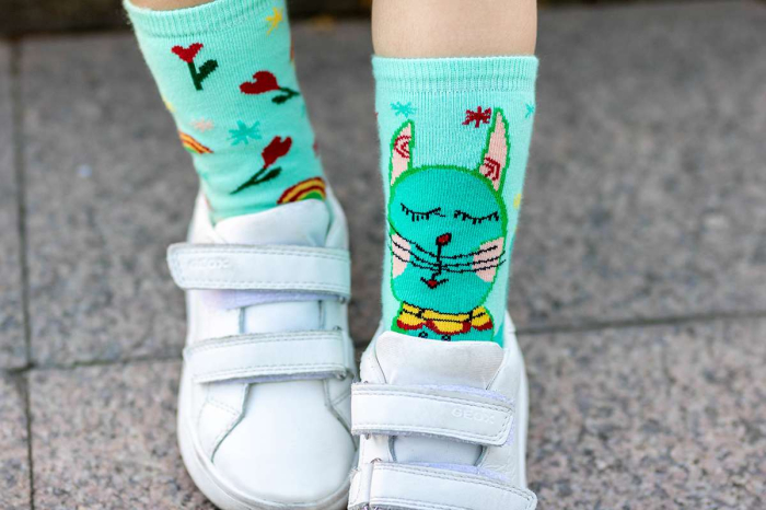 Șosete bumbac Arty Socks Pisica Hippie Albastru Pal [4]
