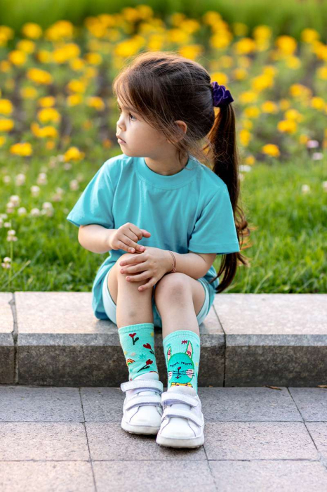 Șosete bumbac Arty Socks Pisica Hippie Albastru Pal [5]
