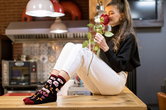 Sosete bumbac Colour Cotton Socks ST VALENTINE'S DAY Black [3]
