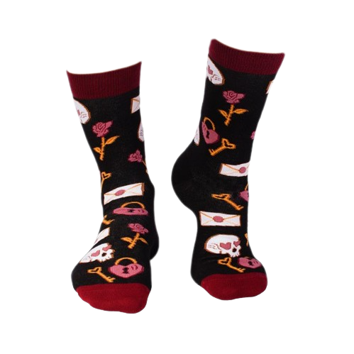 Sosete bumbac Colour Cotton Socks ST VALENTINE'S DAY Black [4]