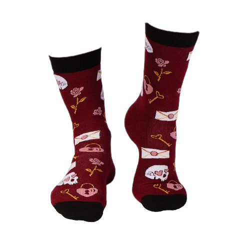 Sosete bumbac Colour Cotton Socks ST VALENTINE'S DAY Bordeaux [6]