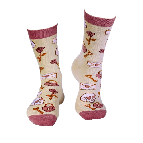 Sosete bumbac Colour Cotton Socks ST VALENTINE'S DAY Ecru [6]