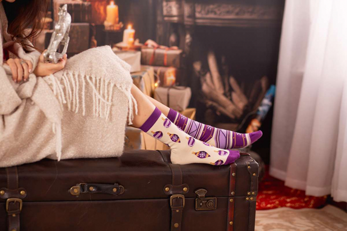 Sosete bumbac de craciun Arty Socks Globuri Violet [3]