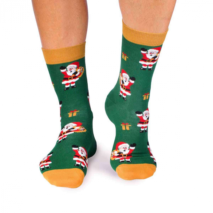 Sosete bumbac de craciun Colour Cotton Mos Craciun Verde [7]
