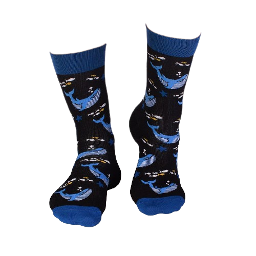 Sosete bumbac Fine Cotton Sealife Balene Negru [7]