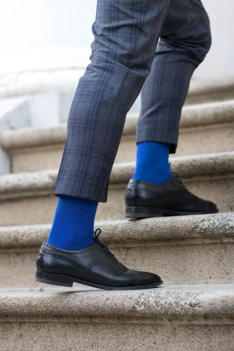 Sosete bumbac lungi fara elastic Blue [8]