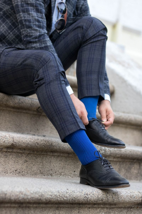 Sosete bumbac lungi fara elastic Blue [7]