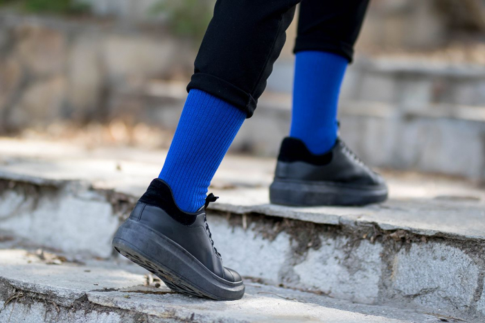 Sosete bumbac lungi fara elastic Blue [4]
