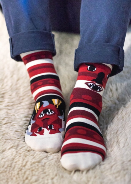 Sosete bumbac organic ARTY SOCKS Mask Bordo [3]
