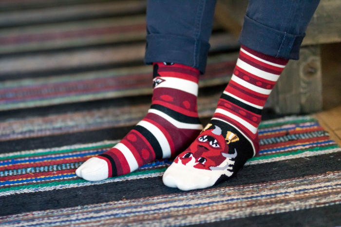 Sosete bumbac organic ARTY SOCKS Mask Bordo [4]