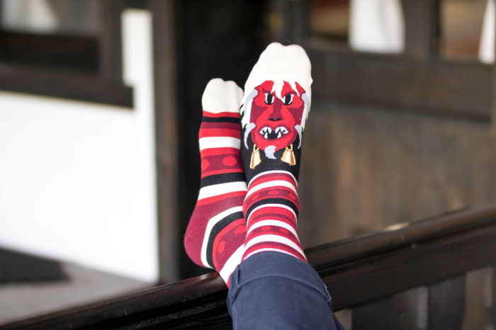 Sosete bumbac organic ARTY SOCKS Mask Bordo [5]