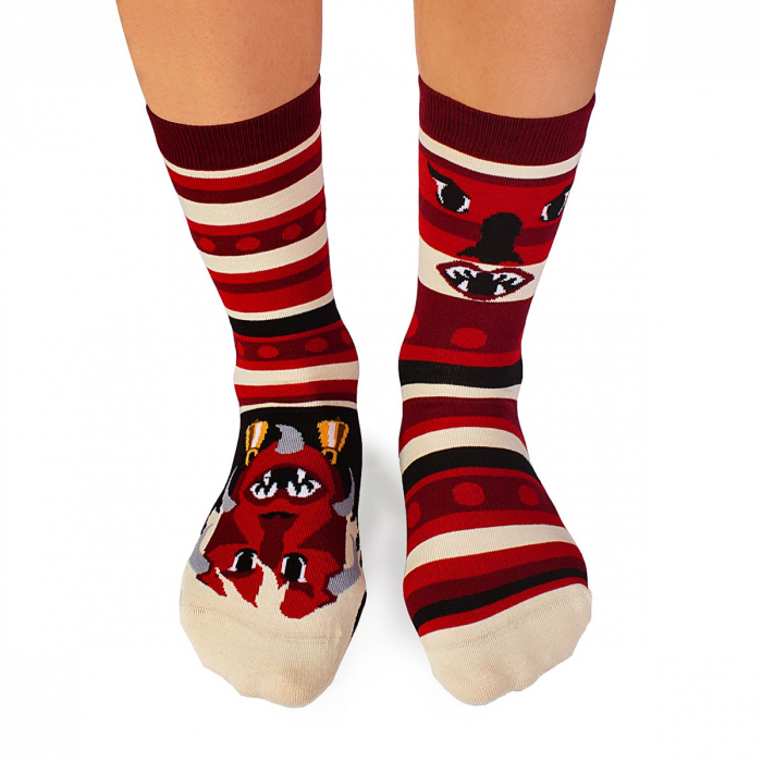 Sosete bumbac organic ARTY SOCKS Mask Bordo [2]