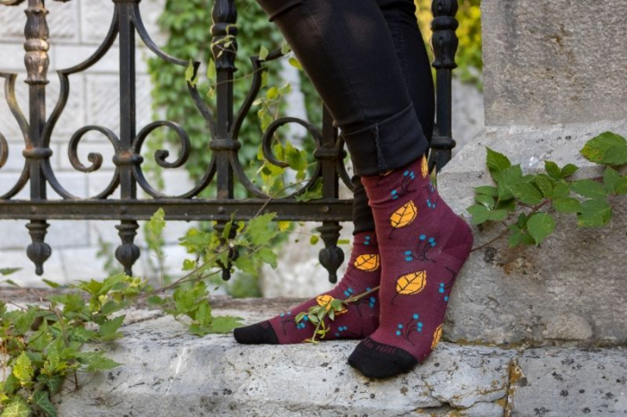 Sosete bumbac organic COLOUR COTTON AUTUMN LEAVES Bordeaux [3]