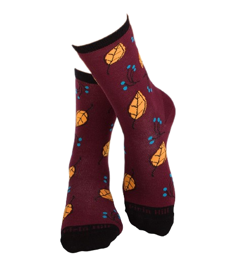 Sosete bumbac organic COLOUR COTTON AUTUMN LEAVES Bordeaux [5]