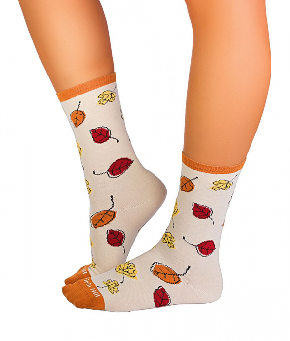 Sosete bumbac organic COLOUR COTTON AUTUMN LEAVES Ecru [3]