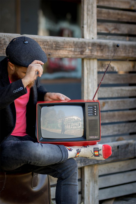 Sosete bumbac organic COLOUR COTTON Retro TV Ecru [4]