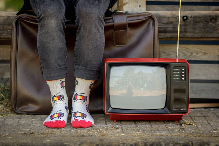 Sosete bumbac organic COLOUR COTTON Retro TV Ecru [7]